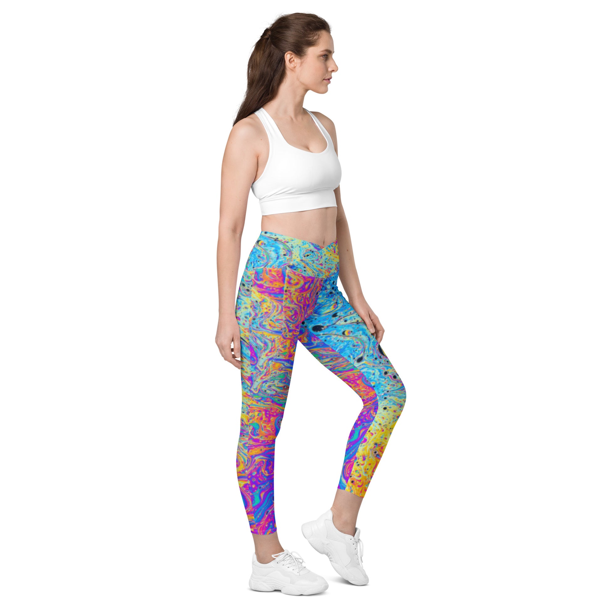 Psychedelic Crossover Leggings with Pockets